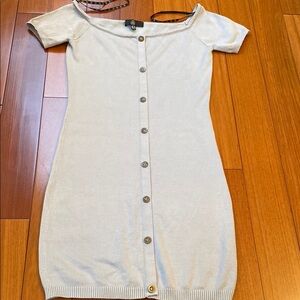 Beige Button-Down Dress